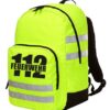 Rucksack Neongelb mit Reflexstreifen & Aufdruck Feuerwehr 112-0