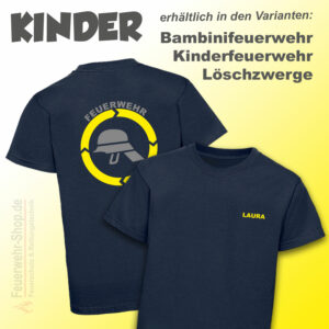 Kinderfeuerwehr Premium T-Shirt Helm mit Name