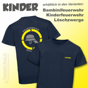 Kinderfeuerwehr Premium T-Shirt Helm mit Ortsname und Name