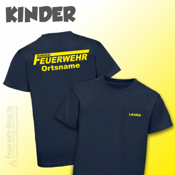 Kinderfeuerwehr Premium T-Shirt Logo mit Ortsname und Name