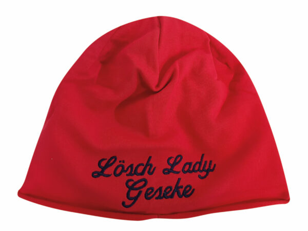 Beanie "Lösch Lady" bestickt, auf Wunsch auch mit Ortsname