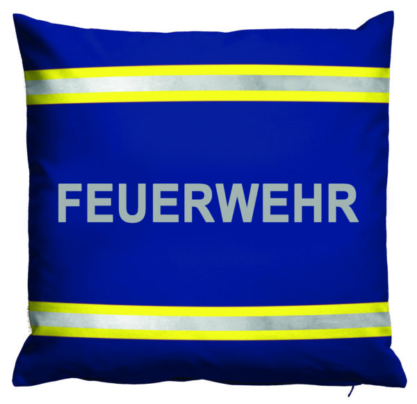 Kissen Feuerwehr im Einsatzlook (blau mit reflektierenden Streifen)