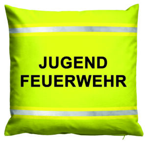 Kissen Jugendfeuerwehr im Einsatzlook (gelb mit reflektierenden Streifen)