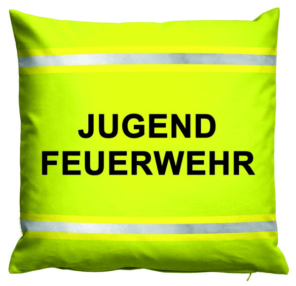 Kissen Jugendfeuerwehr im Einsatzlook (gelb mit reflektierenden Streifen)