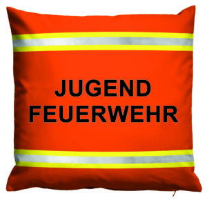 Kissen Jugendfeuerwehr im Einsatzlook (orange mit reflektierenden Streifen)