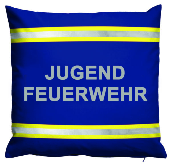 Kissen Jugendfeuerwehr im Einsatzlook (blau mit reflektierenden Streifen)