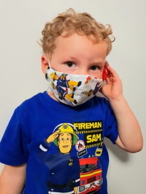 Kinder Mund-Nasenmaske Mundschutz Feuerwehrmann Sam hellgrau