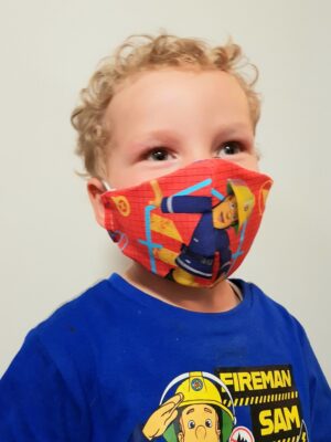 Kinder Mund-Nasenmaske Feuerwehrmann Sam rot