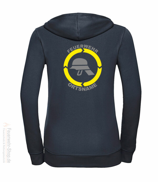 Feuerwehr Premium Damen Kapuzen-Sweatjacke Helm mit Ortsname – Bild 3