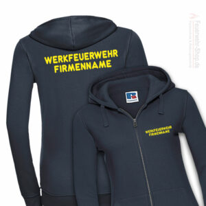 Feuerwehr Premium Damen Kapuzen-Sweatjacke Werkfeuerwehr I mit Firmennamen