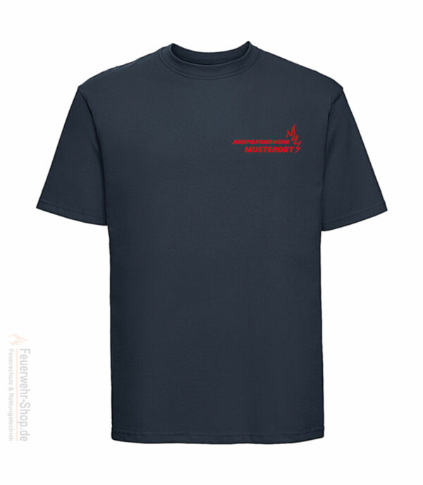 Jugendfeuerwehr Premium T-Shirt Basis Flamme mit Ortsname
