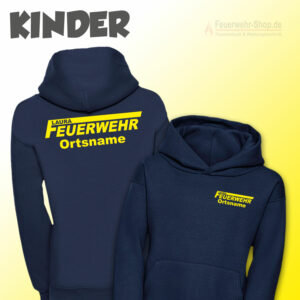 Kinderfeuerwehr Premium Kapuzen-Sweatshirt mit Name im Logo und Ortsname