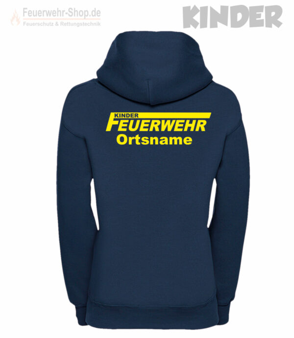 Kinderfeuerwehr Premium Kapuzen-Sweatshirt Logo mit Name und Ortsname