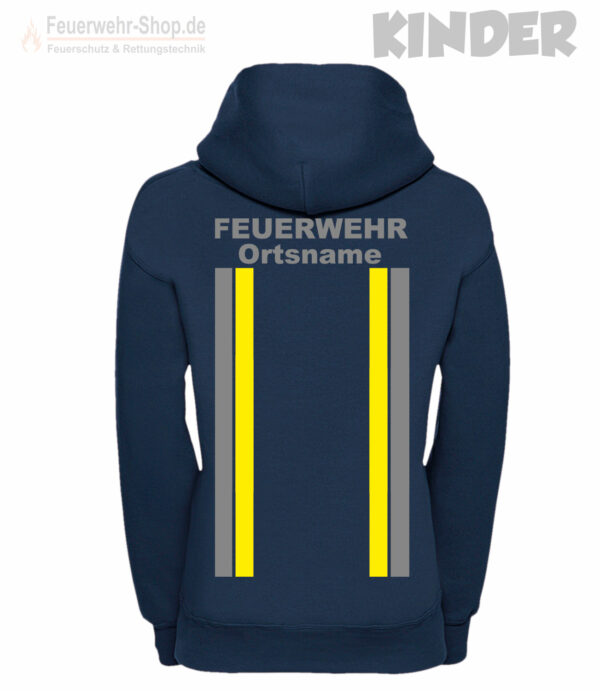 Kinderfeuerwehr Premium Kapuzen-Sweatshirt im Einsatzlook mit Ortsname