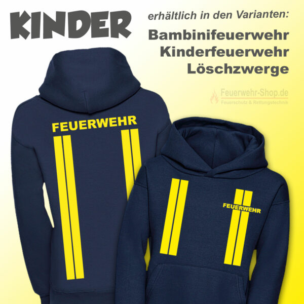 Kinderfeuerwehr Premium Kapuzen-Sweatshirt im Einsatzlook gelb
