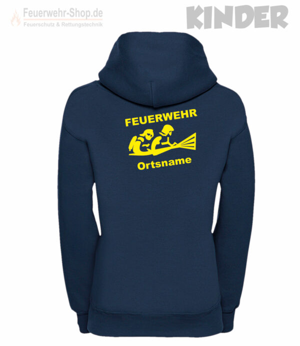 Kinderfeuerwehr Premium Kapuzen-Sweatshirt Firefighter III mit Ortsname