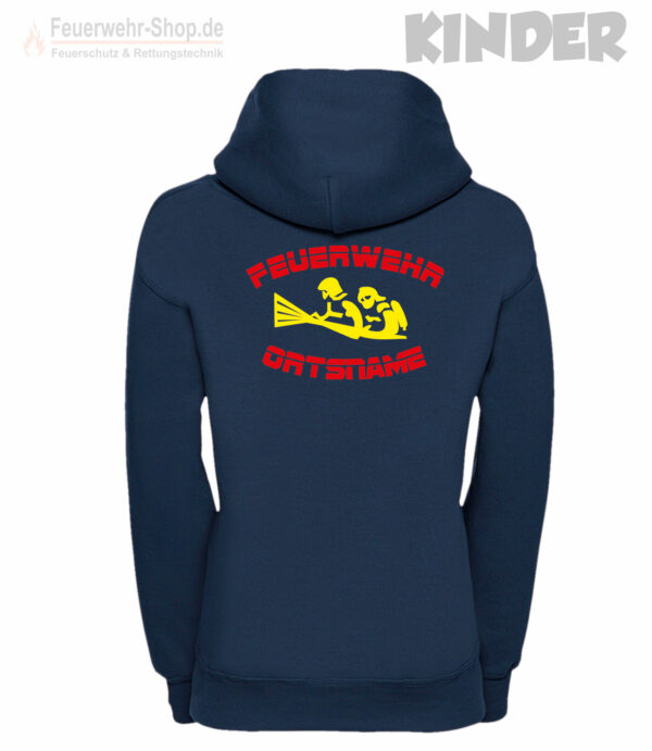 Kinderfeuerwehr Premium Kapuzen-Sweatshirt Firefighter IV mit Ortsname