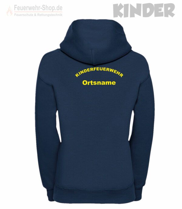 Kinderfeuerwehr Premium Kapuzen-Sweatshirt Rundlogo mit Ortsname