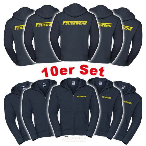 10'er Set Feuerwehr Kaputzen-Jacke Logo