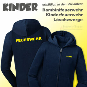 Kinderfeuerwehr Premium Kapuzenjacke Basis mit Name