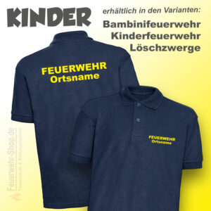 Kinder Feuerwehr Premium Poloshirt Basis mit Ortsname