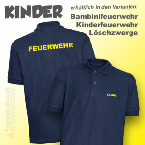 Kinder Feuerwehr Premium Poloshirt Basis mit Name