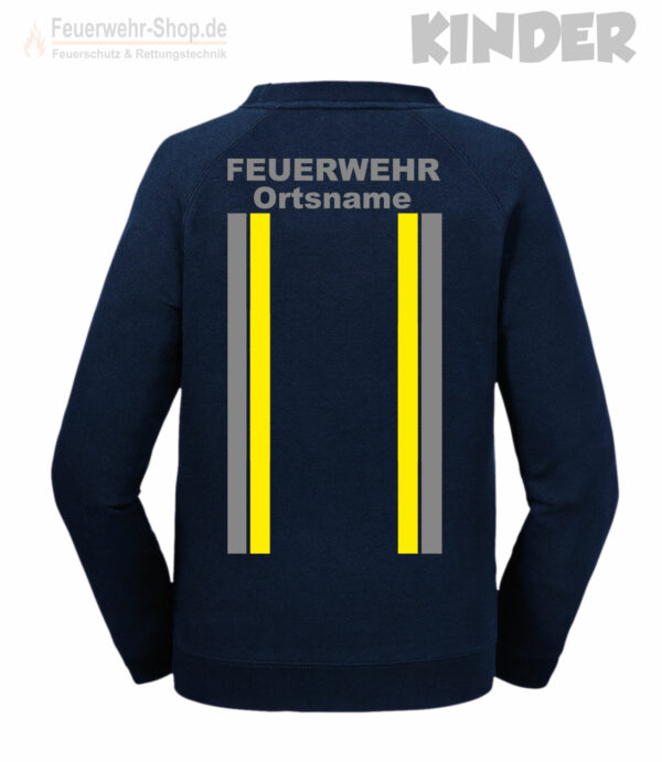 Kinderfeuerwehr Premium Sweatshirt im Einsatzlook gelb/silber mit Ortsname