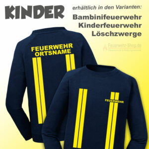 Kinderfeuerwehr Premium Sweatshirt im Einsatzlook gelb mit Ortsname
