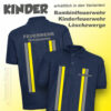 Kinderfeuerwehr Premium Poloshirt im Einsatzlook silber/gelb mit Ortsname