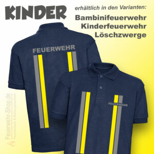 Kinderfeuerwehr Premium Poloshirt im Einsatzlook silber/gelb