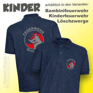 Kinderfeuerwehr Premium Poloshirt Firefighter I mit Ortsname