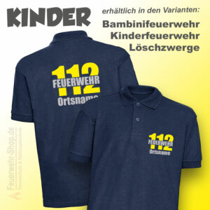 Kinderfeuerwehr Premium Poloshirt Firefighter II mit Ortsname