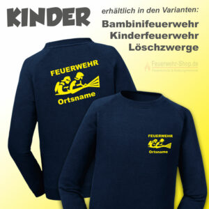 Kinderfeuerwehr Premium Sweatshirt Modell Firefighter III mit Ortsname