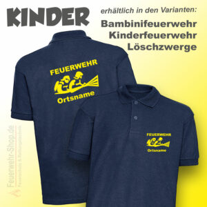 Kinderfeuerwehr Premium Poloshirt Firefighter III mit Ortsname