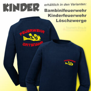 Kinderfeuerwehr Premium Sweatshirt Modell Firefighter IV mit Ortsname