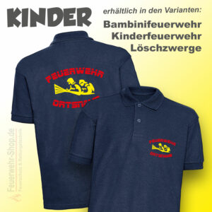 Kinderfeuerwehr Premium Poloshirt Firefighter IV mit Ortsname