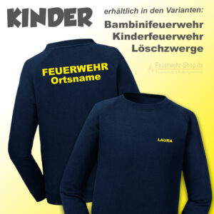 Kinderfeuerwehr Premium Sweatshirt Basis mit Name und Ortsname