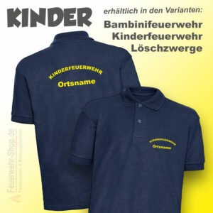 Kinderfeuerwehr Premium Poloshirt Rundlogo mit Ortsname
