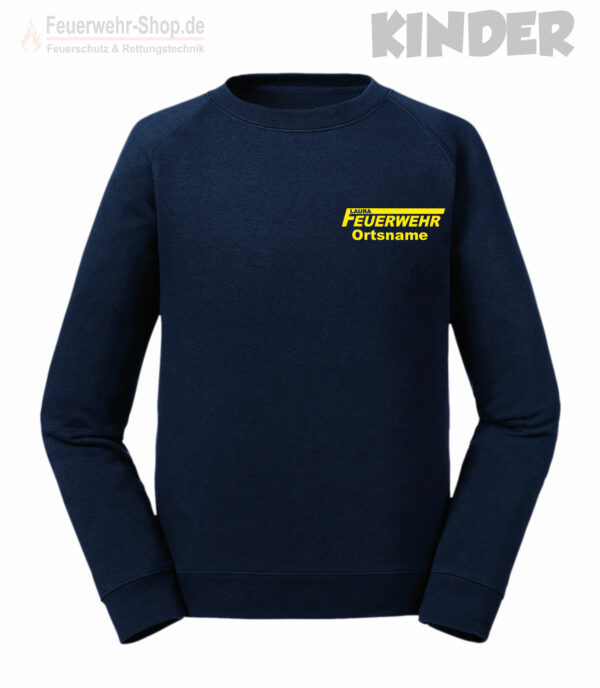 Kinderfeuerwehr Premium Sweatshirt Name im Logo und Ortsname