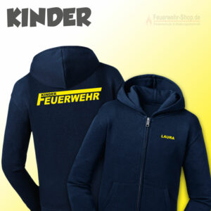 Kinderfeuerwehr Premium Kapuzenjacke Logo mit Name