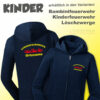 Kinderfeuerwehr Premium Kapuzenjacke Rundlogo mit Flamme und Ortsname