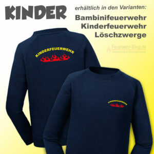 Kinderfeuerwehr Premium Sweatshirt Rundlogo mit Flamme