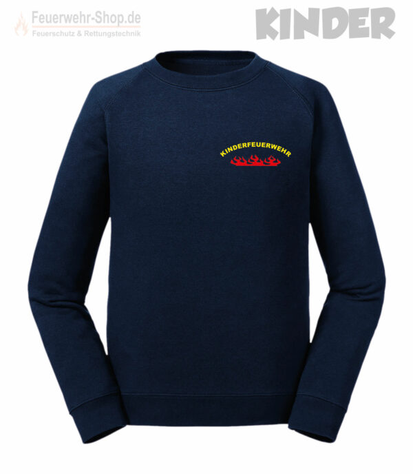 Kinderfeuerwehr Premium Sweatshirt Rundlogo mit Flamme
