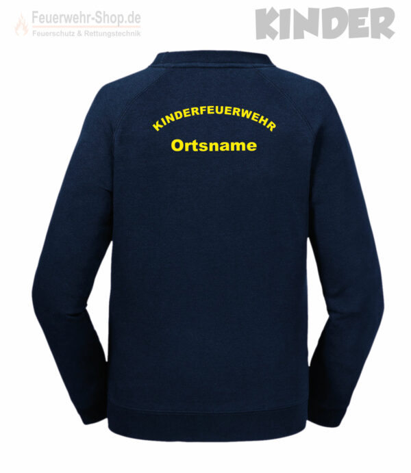 Kinderfeuerwehr Premium Sweatshirt Rundlogo mit Ortsname