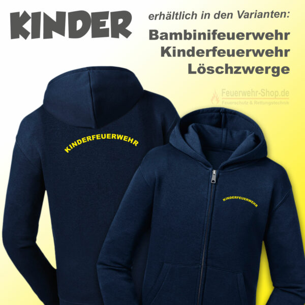 Kinderfeuerwehr Premium Kapuzenjacke Rundlogo