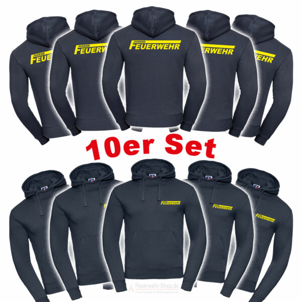 10'er Set Jugendfeuerwehr Kaputzen-Sweatshirt Logo