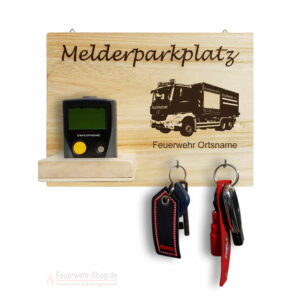 Melderparkplatz WLF + Feuerwehr + Ortsname Personalisiert ca. 30x20x8cm, Holz NEU
