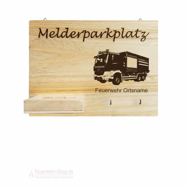 Melderparkplatz WLF + Feuerwehr + Ortsname Personalisiert ca. 30x20x8cm, Holz NEU