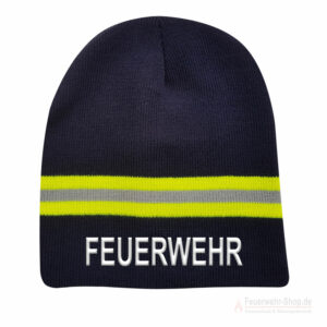 Premium Hupf Beanie, navyblau Hupf-Style mit Feuerwehr Schriftzug, bestickt