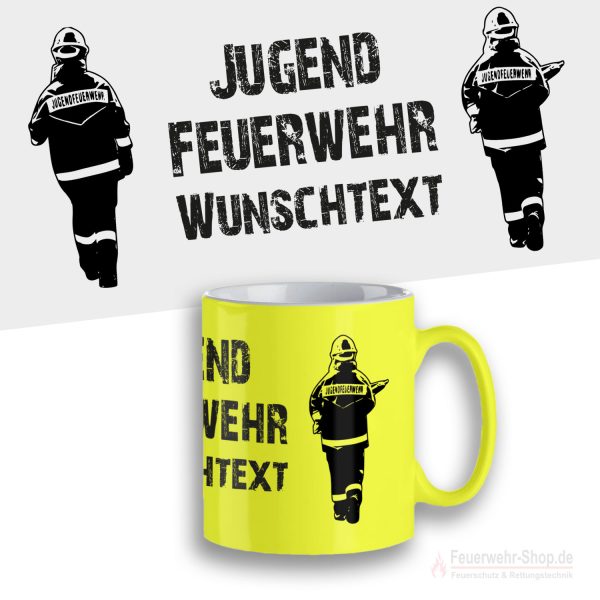 Kaffeetasse "Jugendfeuerwehr Teamplayer" und Wunschtext